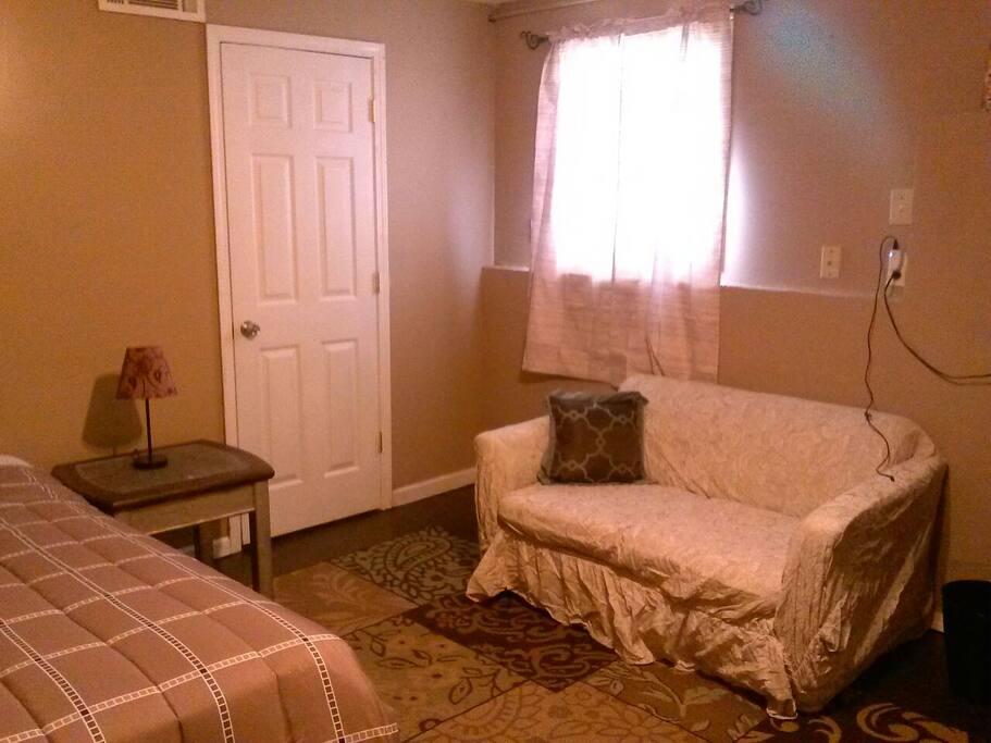 seating area in bedroom