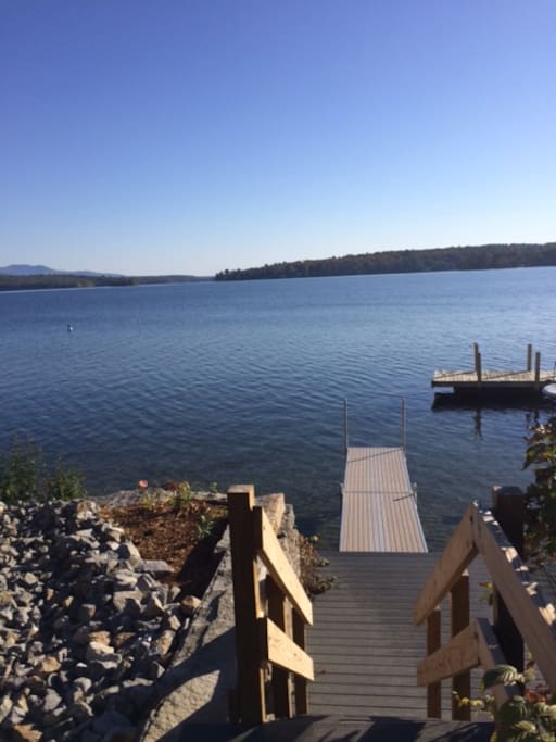 Shared street dock for swimming in Lake Winnipeasaukee