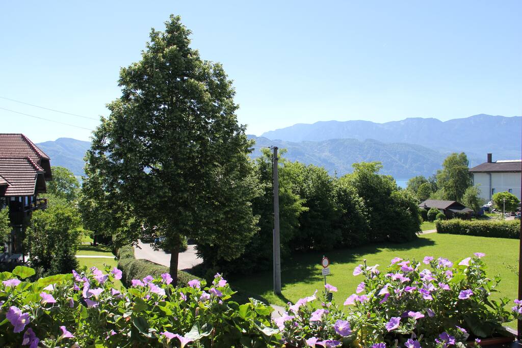 Blick vom Balkon zum See