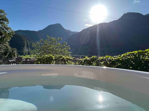 Romantic superior private Swiss chalet with hottub