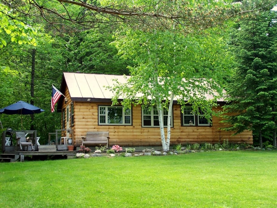 View of the cabin from the lakeshore