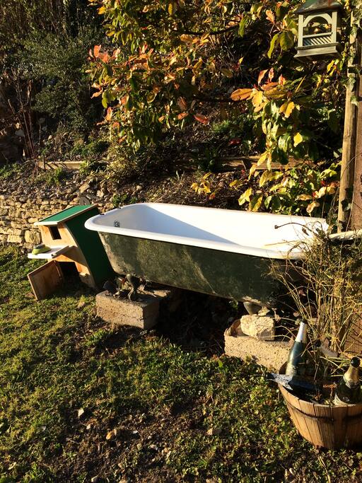 Garden bath for relaxing after a good walk (light the fire underneath for it to warm!)