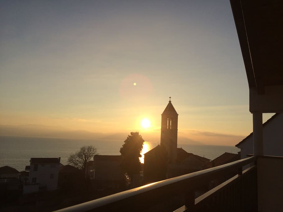 Winter sunset from the balcony of your studio
