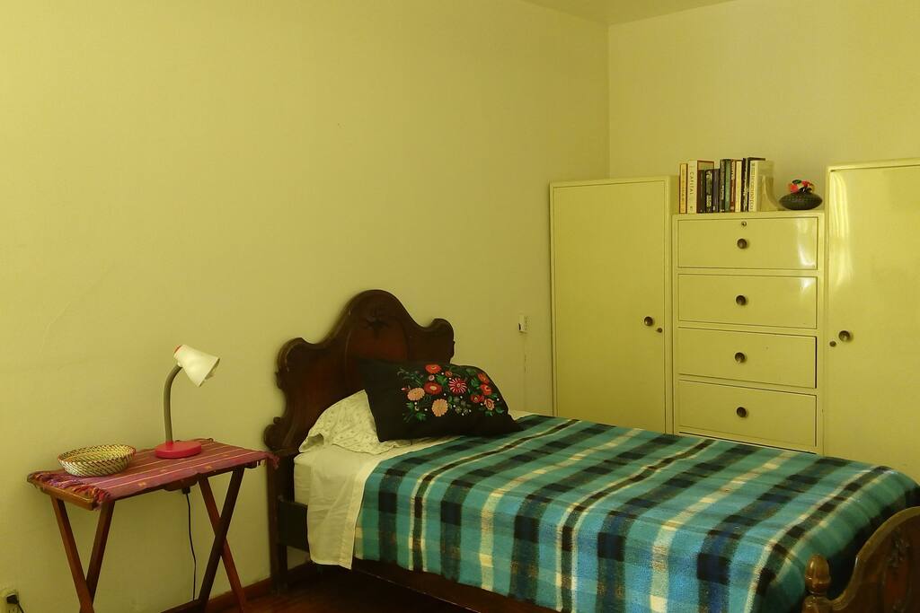 Bed and wardrobe