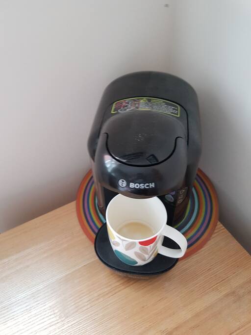 coffee machine in bedroom