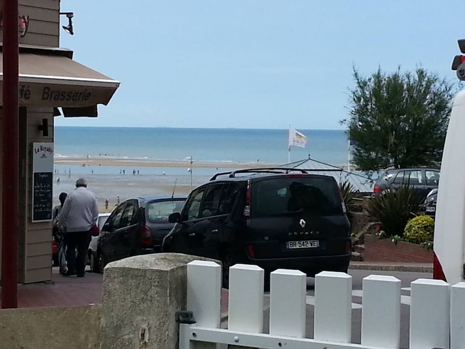 Vue de la plage et de la mer du jardin
