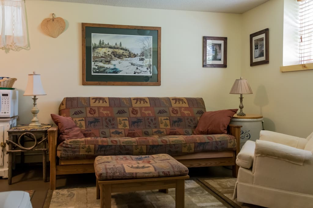 Living area, kitchen to the left
