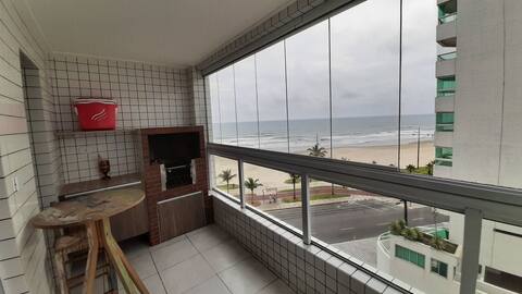 Beachfront apartment with gourmet balcony.