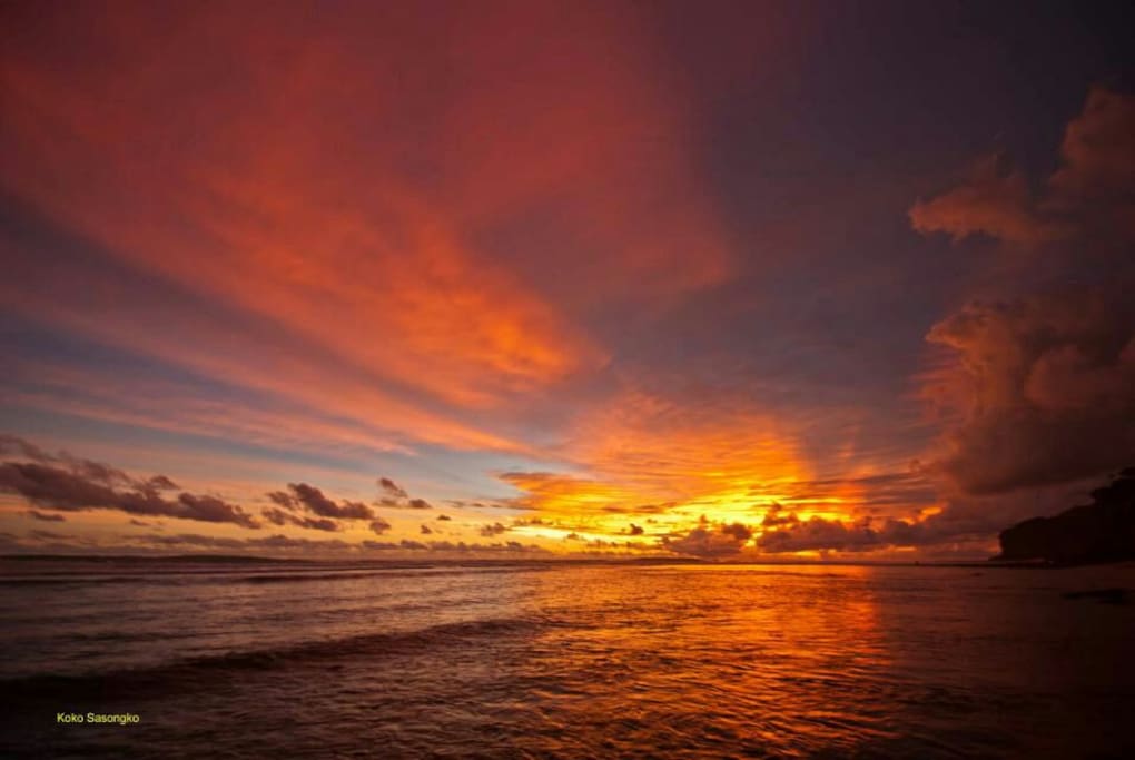 our sunset at the front beach about 50m from the house