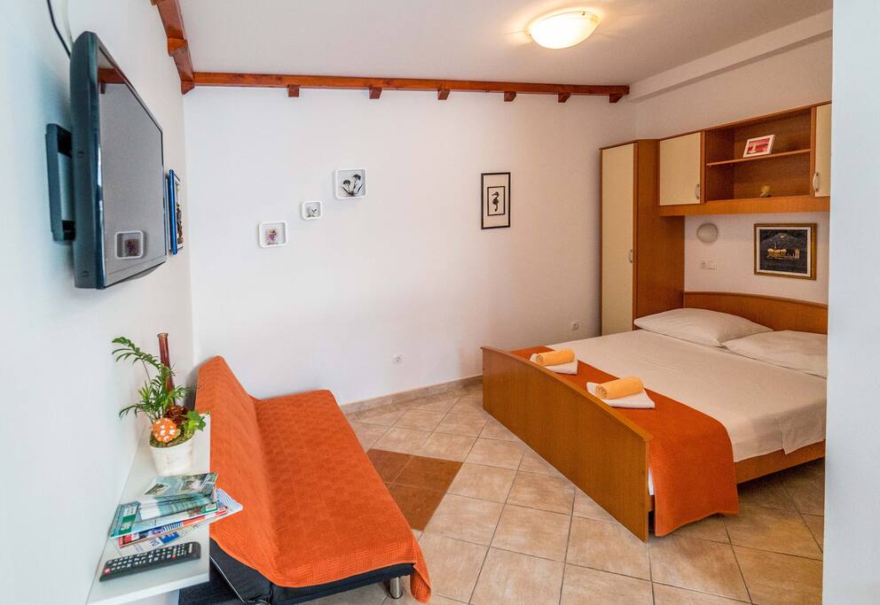 Sleeping area with comfy bed