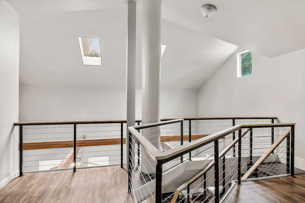 High ceilings with skylights.