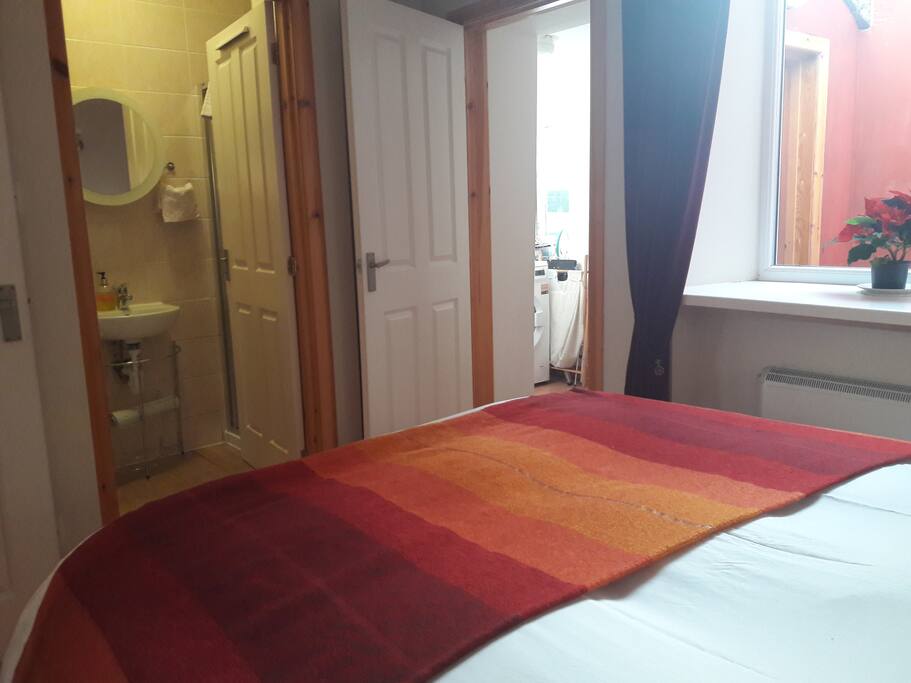Bedroom, looking into shower room