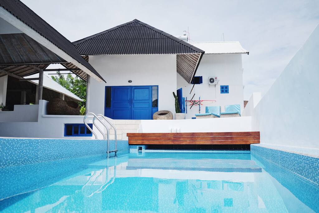 Swimming pool, relax area, yoga place, organic garden
