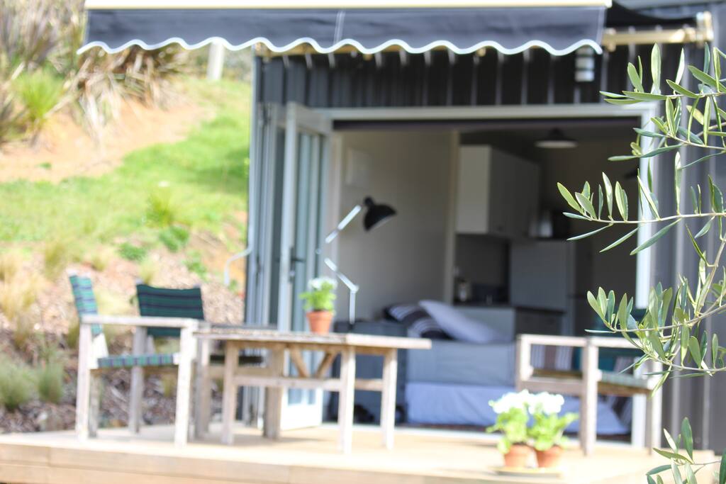 Front deck of studio in the grove