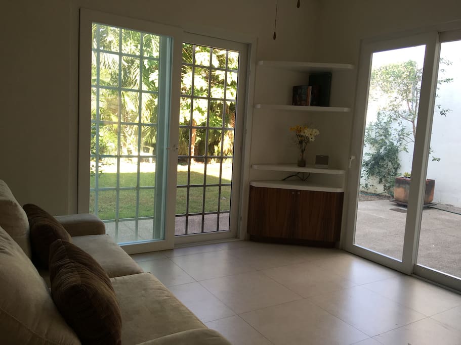Living Room with Patio and Garden View