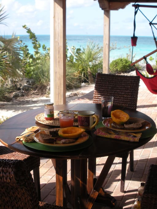 Gourmet breakfast steps from the turquoise waters
