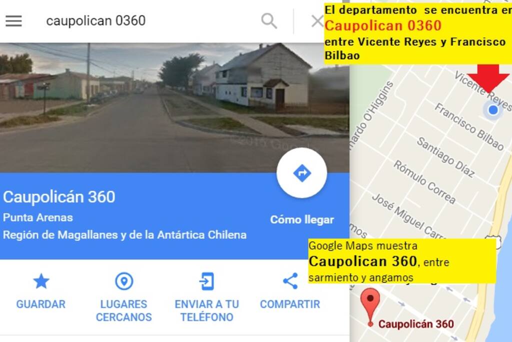 La dirección es Caupolican 0360, si usa google maps para ubicarla debe considerar este mapa