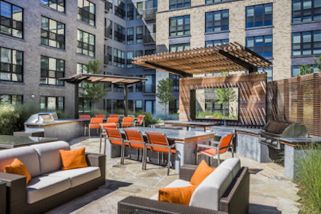Shared patio space overlooking the Mosaic District