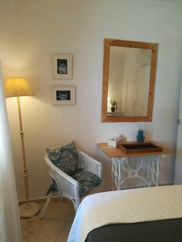 winter in sunnyroom,master bed, privat bathroom