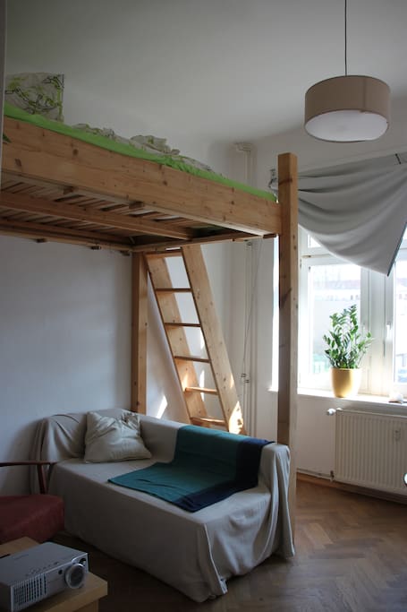 Guest room with a loft bed