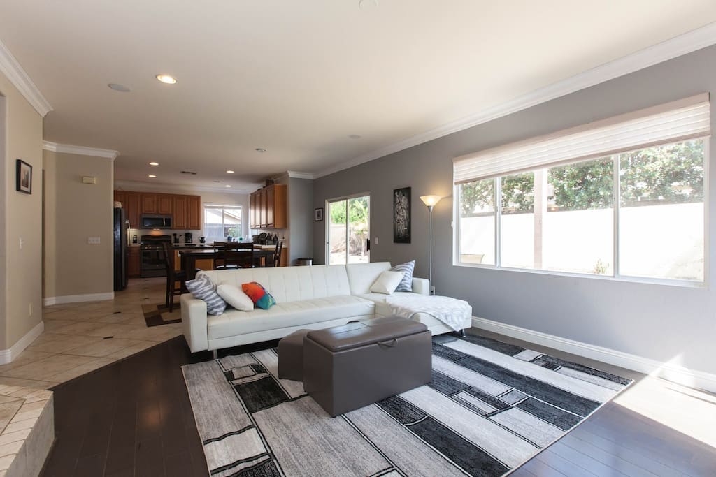 Family room and kitchen
