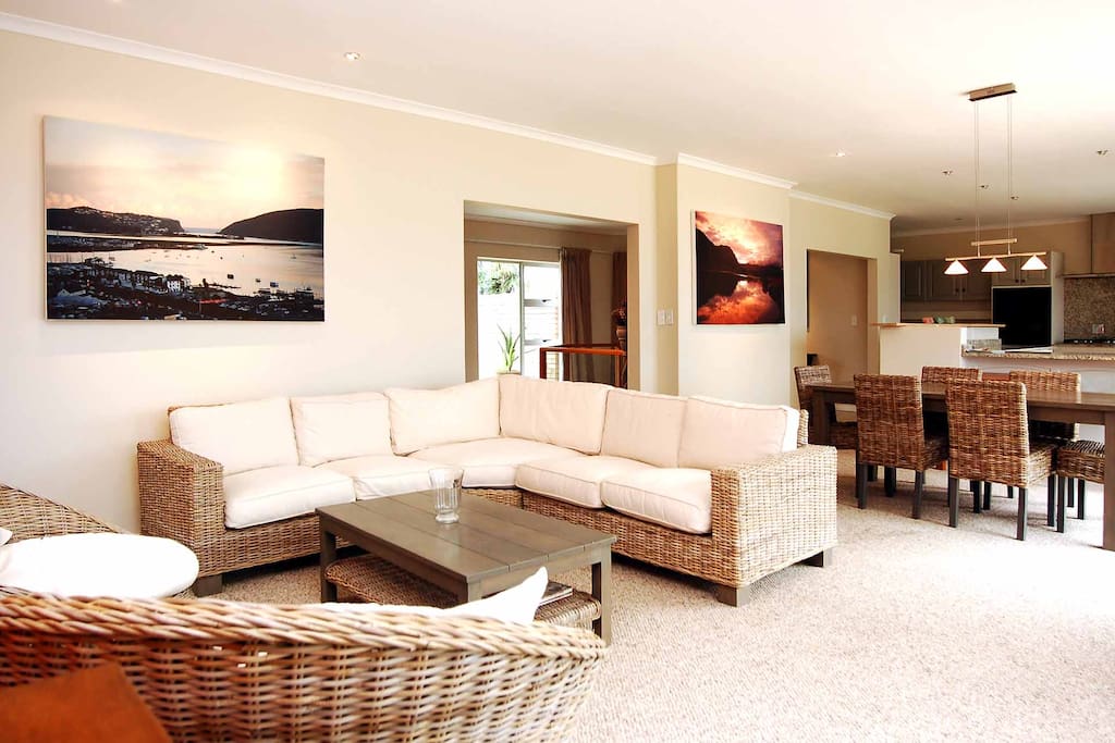 The open-plan main lounge and dining area