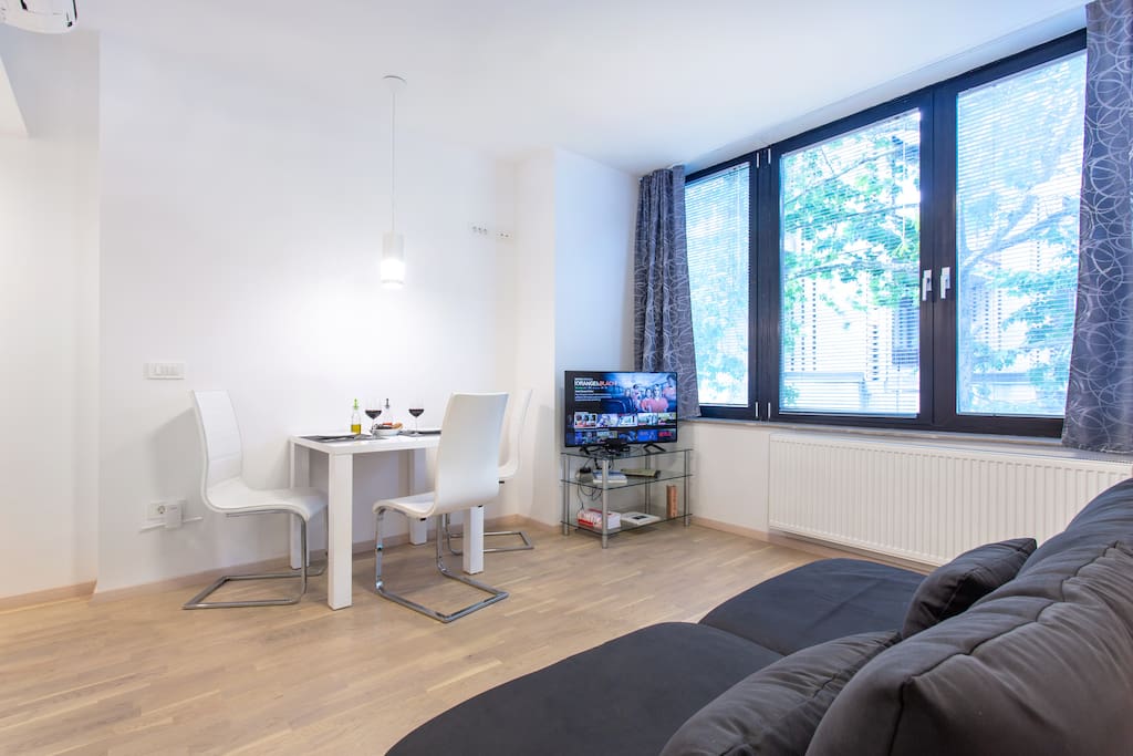 The apartment was freshly decorated in a modern Scandinavian style that allows you to immediately feel like at home.