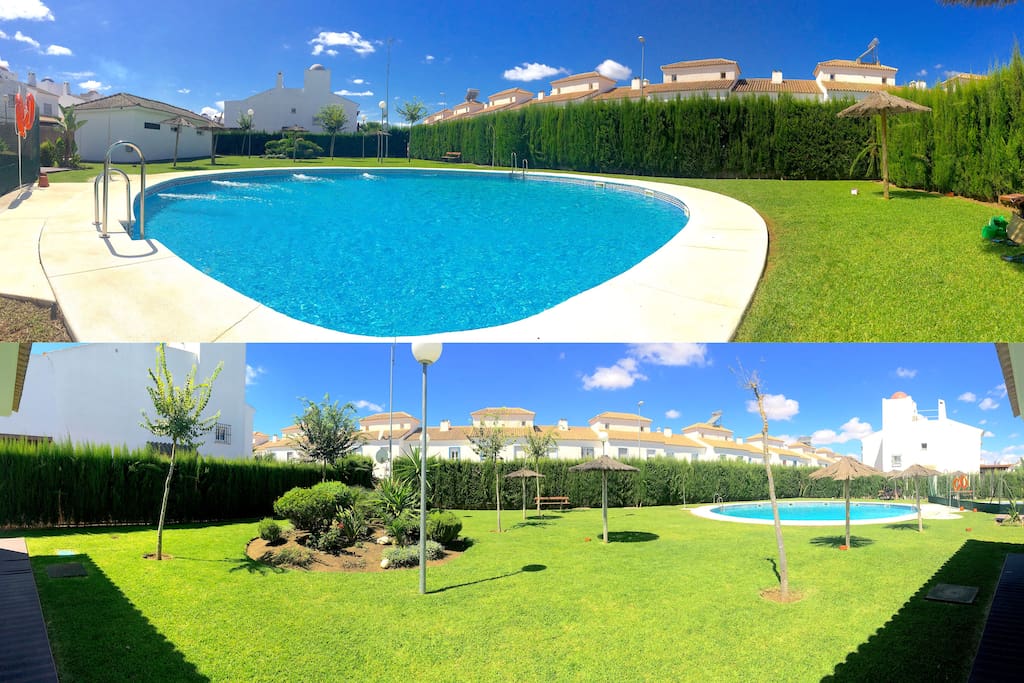 Zones comunes avec 2 piscines et grand jardin