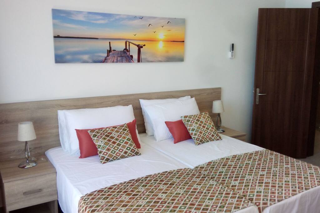 2 single beds which can be separated if needed.