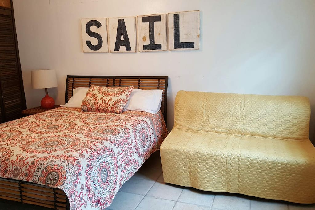 Bedroom 2: Queen bed and full size futon