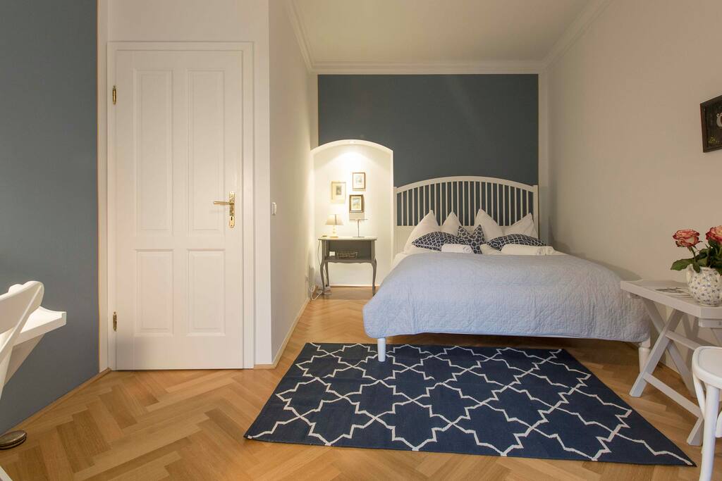 first bedroom double bed