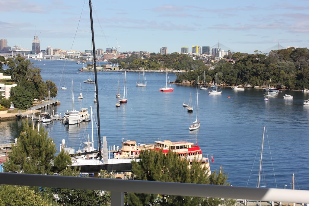Balcony view over Berry's Bay and towards the City and Darling Harbour