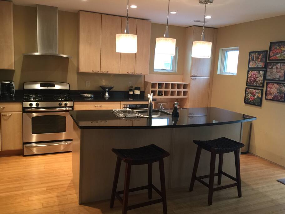 Kitchen and island