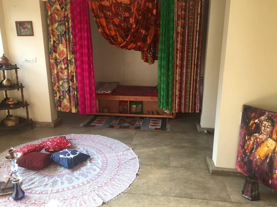 living room and extra bed