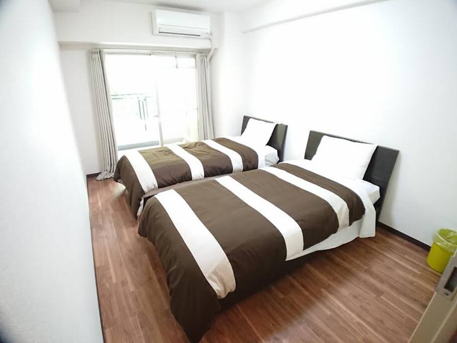 Comfy room and beds.