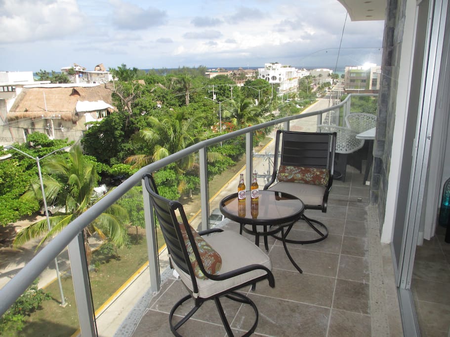Enjoy a beer at the Ocean view Balcony