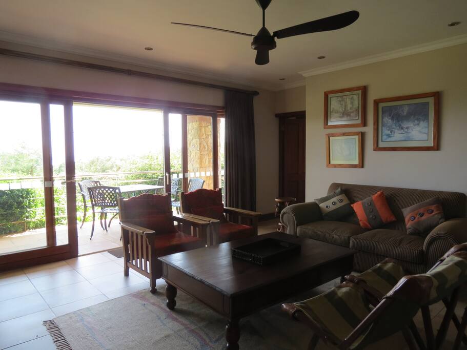 The central lounge area opens on to the patio.