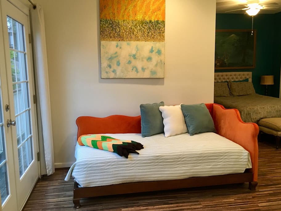 Day bed with line of sight to TV.