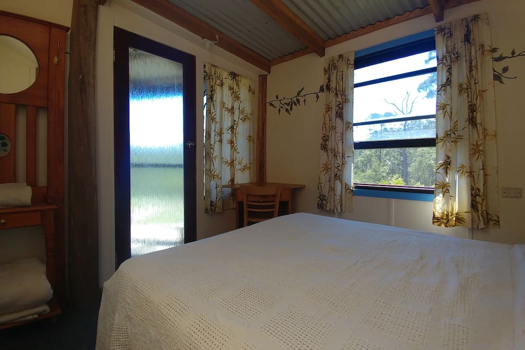 View from double bed toward verandah