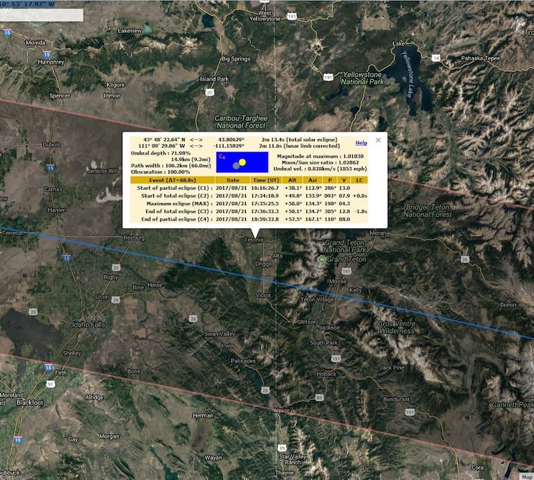 The projected total solar eclipse will last 2m 13.4s here.