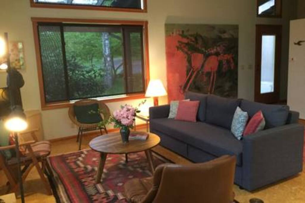 Comfortable and colorful living room.