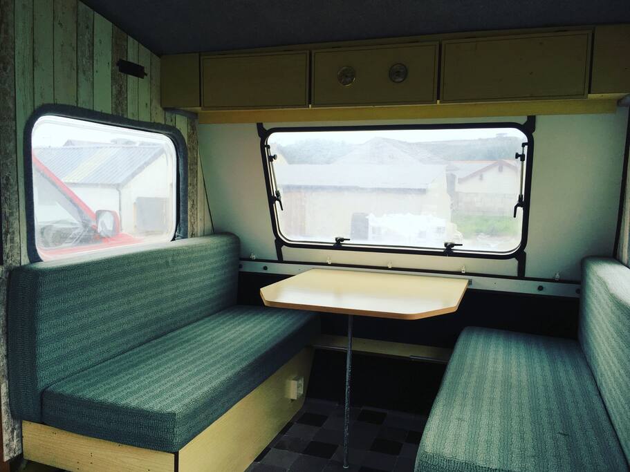 Comfy seating area that turns into the double bed