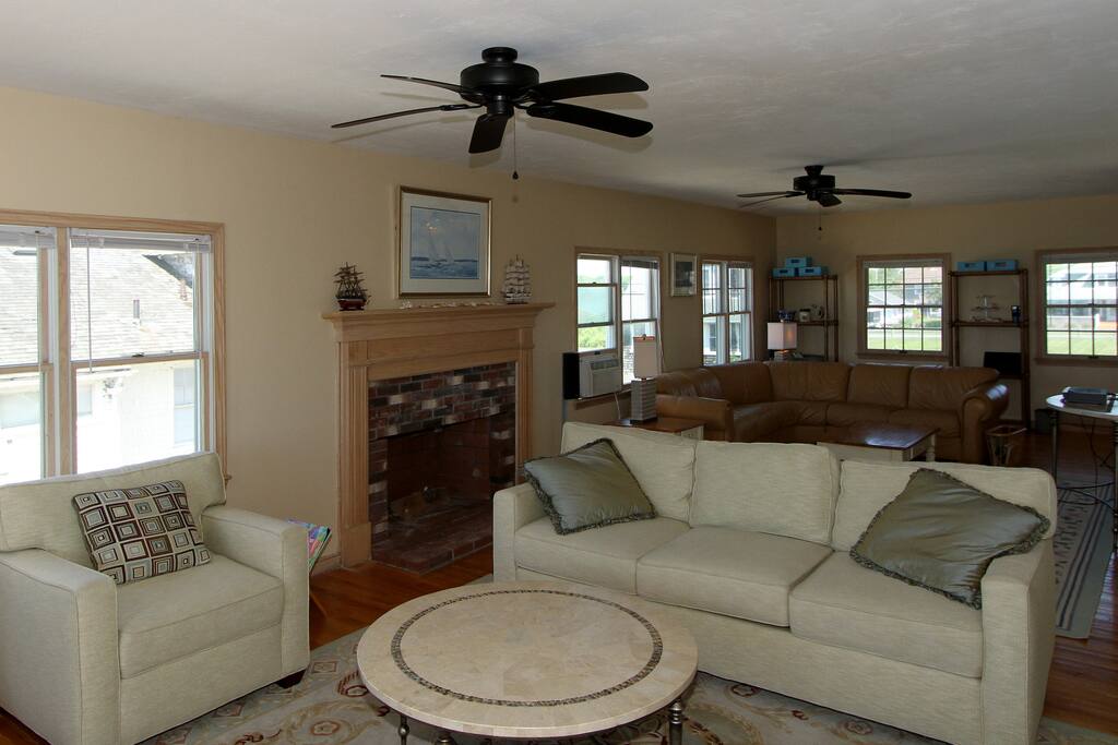 The great room offers several seating areas -- perfect for large groups.