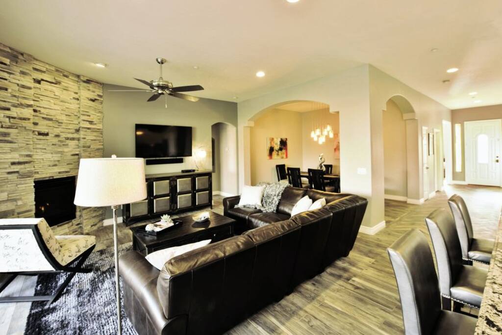 Awesome living room with large tv