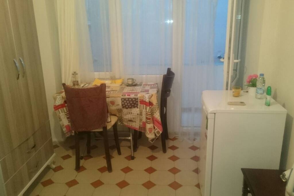 Fridge, Wardrobe and Table