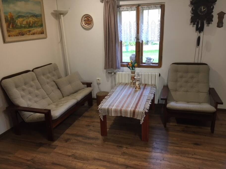 Downstairs living room & dining area