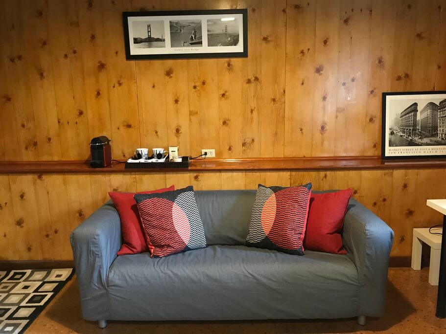 Relaxing loveseat in the room