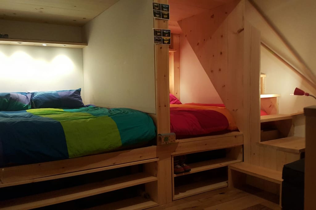 Side-by-side queen sized beds.