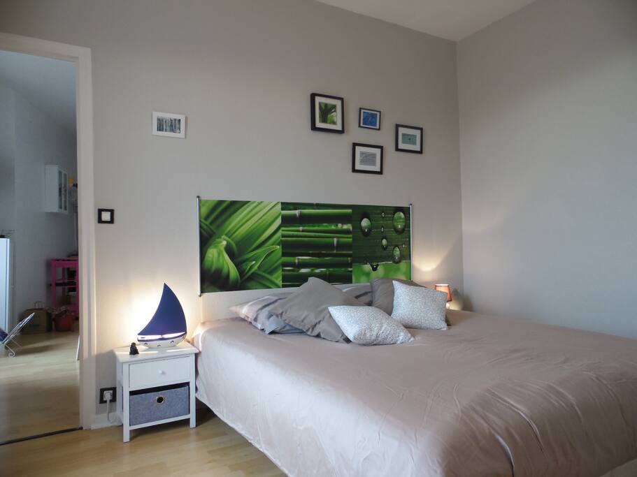 La chambre : un grand lit...