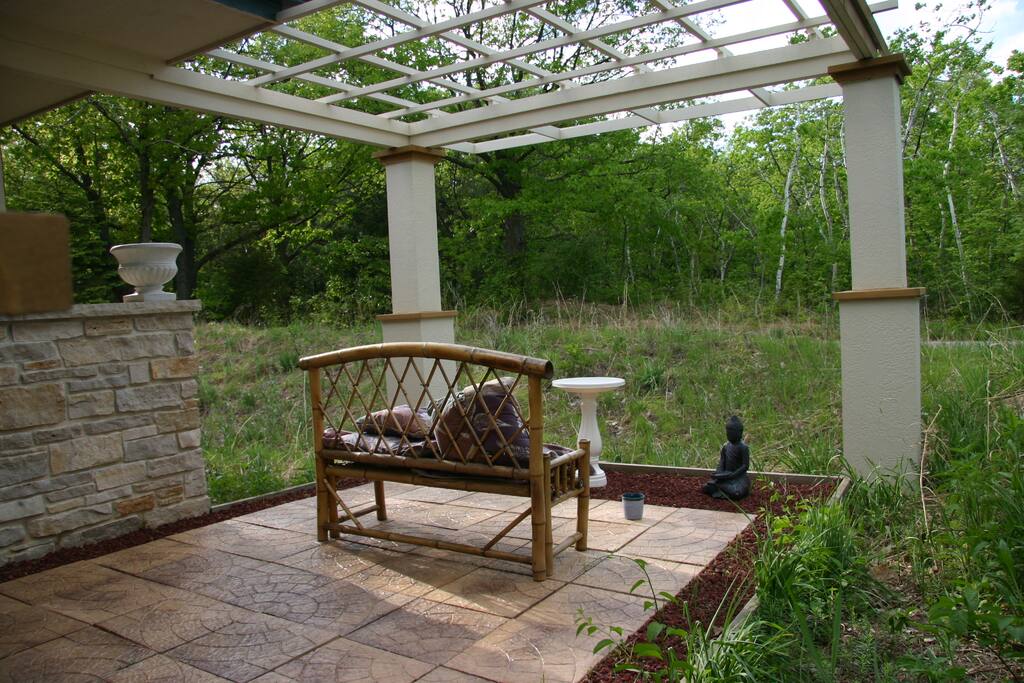 Looking out into the woods sitting on the meditation deck.